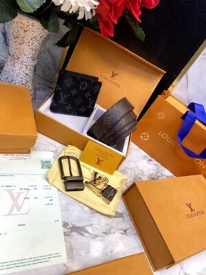 Louis Vuitton Premium  2 Buckle Belt & wallet Combo