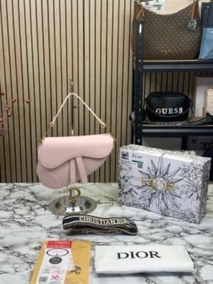 Christian dior saddle with box and dust bag (pink)