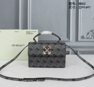 Off-White Leather Blue White Monogram Jitney 1.4 Shoulder Bag (Blue White 8853)(LB)