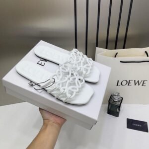 Loewe Petal Anagram White Slides