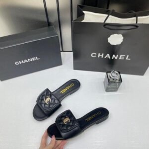 Chanel black gold authentic slides with premium look