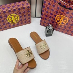 Tory_Burch_Eleanor_Slide_Flat_Brown_Canvas_With_OG_Box_1892_Brown_Canvas