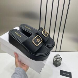Coach Eloise Apricot Platform Slide Sandal Black Colour With OG Box & Dust Bag 6622-Apricot