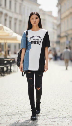 Urban Edge Mixed-Media Color-Block Tee
