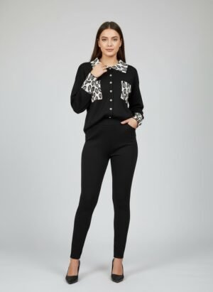 Black woolen women co-ord set with elegant design