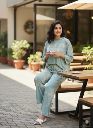 Trend-Driven: Boho-Chic Hooded Tunic and Wide-Leg Pant Set