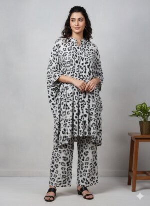 Wild Elegance Monochrome Kaftan Set