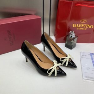 Valentino_Pump_Heel_Elegant_Womens_Black_Patent_Leather_With_White_Knot_With_OG_Box_&_Carry_Bag_933-V9_Black