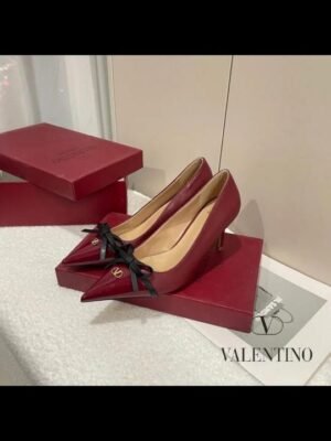 Valentino_Pump_Heel_Elegant_Womens_Wine_Patent_Leather_With_Black_Knot_With_OG_Box_&_Carry_Bag_933-V9_Wine